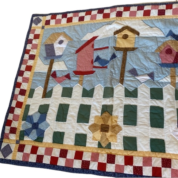 Vintage Hand Stitched Country Bird Houses Quilt Throw Cover Wall Hanging
58"×47" - Picture 2 of 7